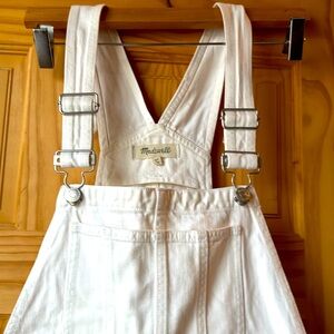 Madewell classic white jean overalls, full length size medium tall